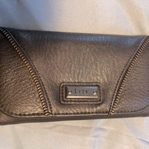 Nicole Miller black zipper detail tri-fold wallet